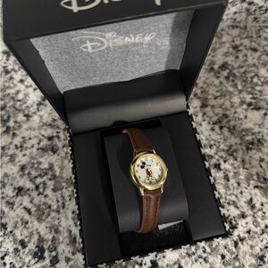 Disney Gold Case Watch with Brown Strap